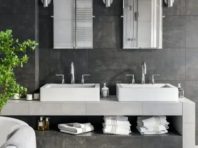  Above Counter Rectangle Bathroom Sink Model, White 