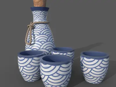 Sake Set Low-poly 3D model