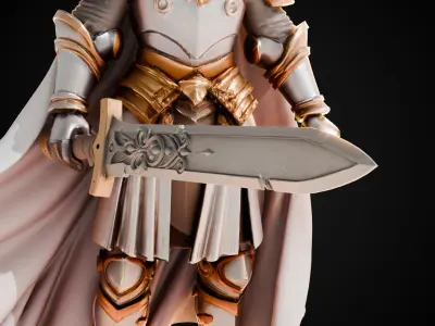 Stylized Sword - Crusader Blade - Emberbane - Game Ready 3D model