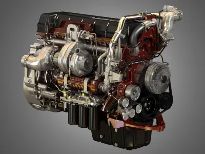 MP8 Heavy Duty Truck Engine - 6 Cylinder Diesel Engine 3D model