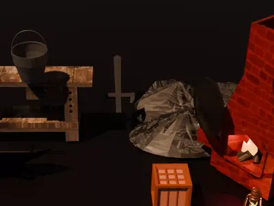 Medieval Blacksmith Forge Props Pack Workshop Assets  Low-poly 3D model