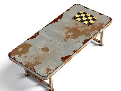 Rusty Distressed Metal Bench Low-poly 3D model