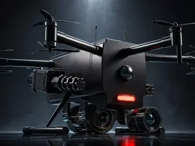 DJI Sci-Fi Tactical Combat Drone Militry Gatling Gun Game Ready  3D model