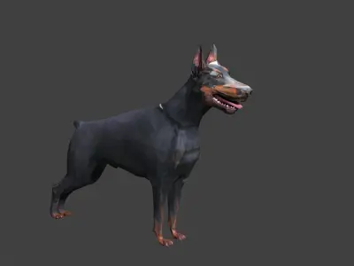 low poly dog doberman Low-poly 3D model