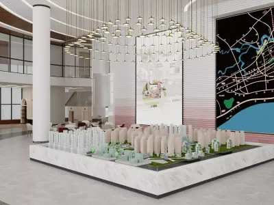 Modern Real Estate Sales Center Luxury Property Exhibition Hall 3D model