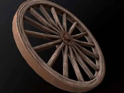 Wagon Wheel - PBR Game Ready Low-poly 3D model