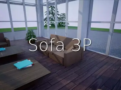 Sofa 3p SHC Quick Office LM Low-poly 3D model