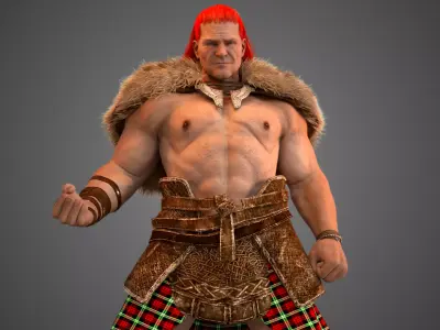 Gallowglass - Scottish Highlander Warrior Male 3D model