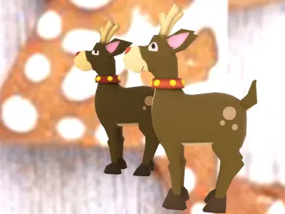 Reindeers pack Low-poly 3D model