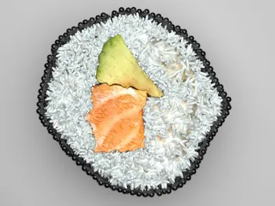 Sushi Roll With Black Caviars 3D model