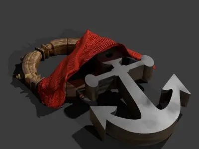 Sailboat steering wheel Free 3D model