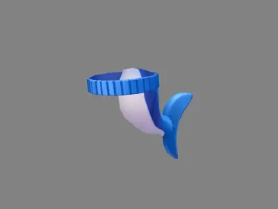 Cartoon shark tail - decoration Low-poly 3D model