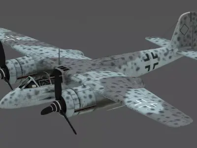 Focke-Wulf Ta 154 A 1 Moskito 3D Model German Night Fighter Low-poly 3D model