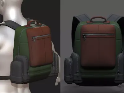 Backpack military combat soldier armor scifi Generic camp Low-poly 3D model