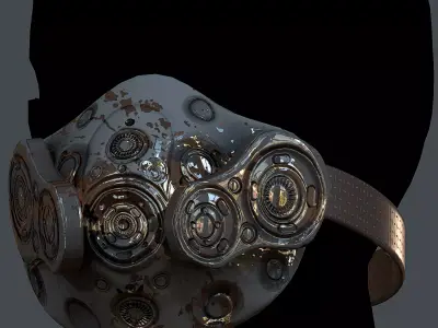 Gas mask helmet 3d model scifi Low-poly Low-poly 3D model