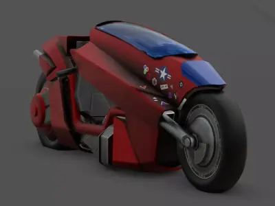 Free Akira Bike Futuristic Sci-Fi Motorcycle 3D Model Free low-poly 3D model