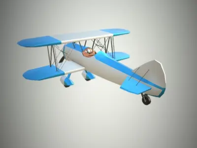 Two Wing Plane LP PBR game ready 4x color Low-poly 3D model
