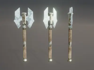 Double Bit Ice Axe - Elemental Double Bit Axe - Model 01 Low-poly 3D model