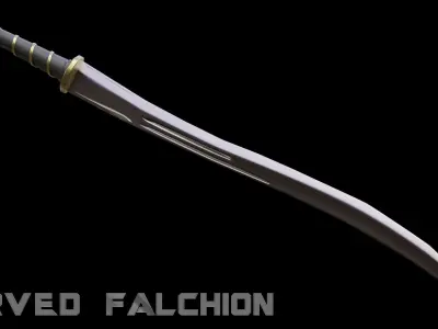 Curved Falchion Blade Low-poly 3D model