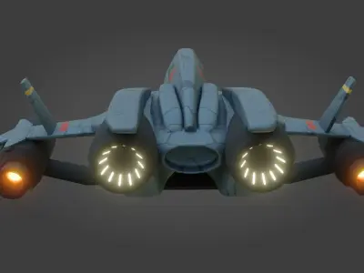Sci-Fi Fighter Jet - Low Poly - Game Ready - PBR Low-poly 3D model