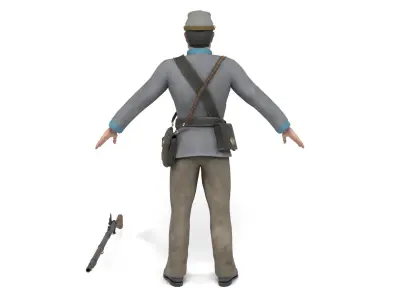 Confederate Soldier Low-poly 3D model