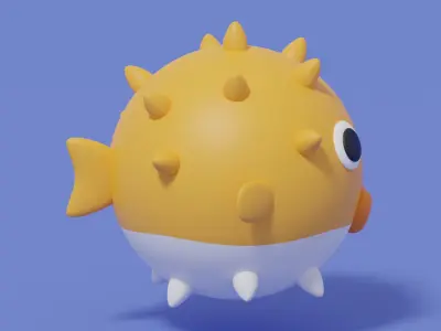 Cartoon Puffer Fish 3D model