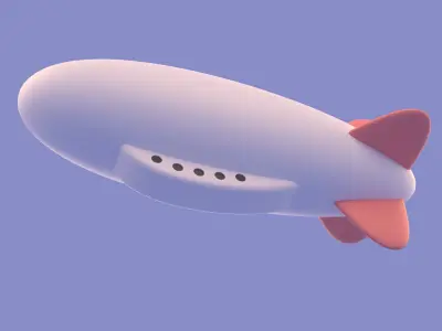 Cartoon Airship  Low-poly 3D model