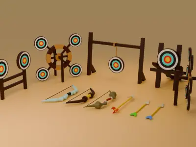 Low poly Archery game assets pack Low-poly 3D model
