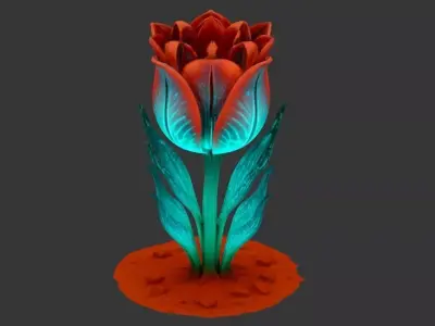 Alien Bioluminescent Tulip - Sci-Fi Fantasy Flora 3D model