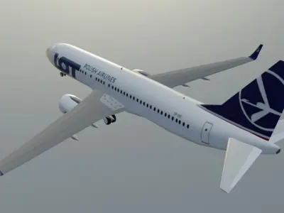 LOT Polish Airlines 737-800 low poly 3D model with cockpit  Low-poly 3D model