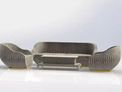 sofa 2 armchairs and coffee table   Free 3D model