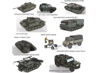 10 Military Vehicles Collection V2 Low-poly 3D model