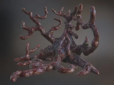 Biomass corruption alien plant - gameready Low-poly with PBR Low-poly 3D model
