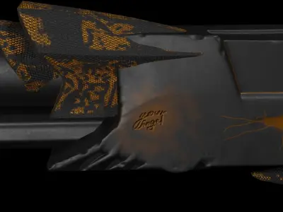 Shotgun Gold Angel  LOW POLY Low-poly 3D model