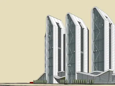 SU model of modern high-rise office building 3D model