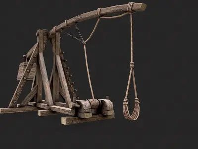 Medieval Siege Trebuchet 6 Low-poly 3D model