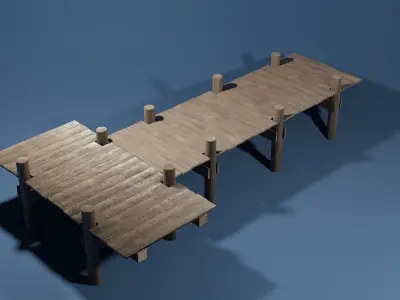 T shaped dock Low-poly 3D model