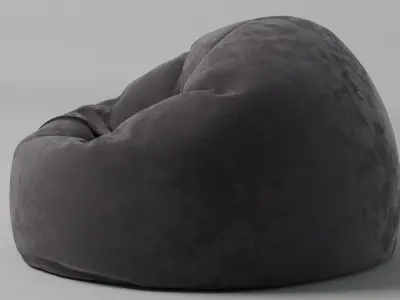 Grey Velvet Bean Bag Free 3D model