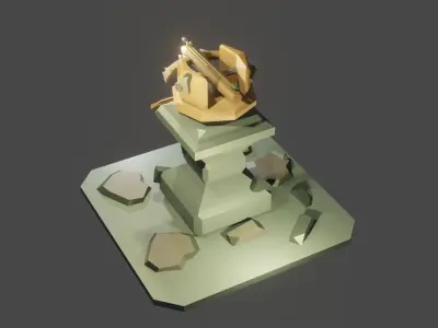 Cross bow base defend Low-poly 3D model
