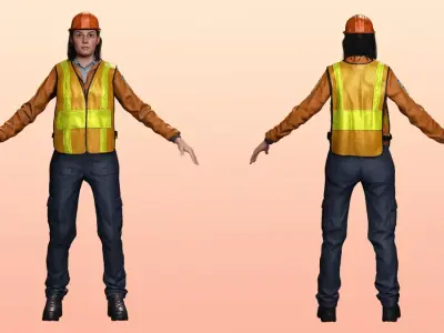 Female Construction Worker Character Model Free 3D model