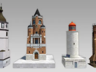 Small Towers Pack Low-poly 3D model