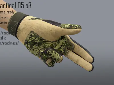 FPS hand glove tactical 05 s3 Low-poly 3D model