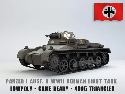 Low Poly Panzer I B Light Tank Low-poly 3D model