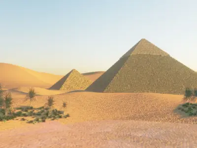 Egypt pyramid desert landscape palm tree Low-poly 3D model