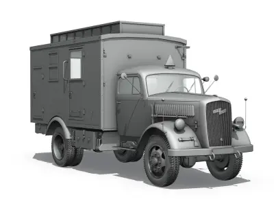 Opel Blitz - 3t  Ambulance Truck with EC Koffer 3D model