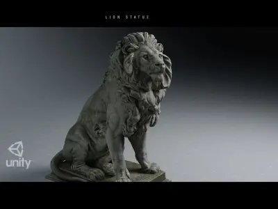 Lion Statue PBR 4K Low-poly 3D model