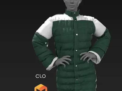 Winter Coat15  MarvelousDesigner CLO3D ZPRJ FBX OBJ MTL 3D model