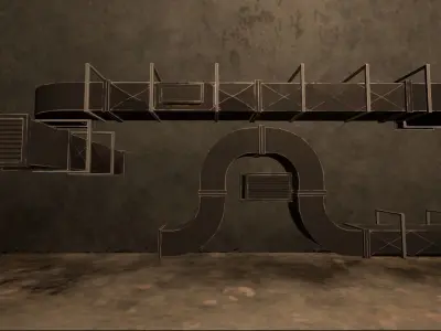 Modular Ventilation PBR Low-poly Game Ready Model Low-poly 3D model