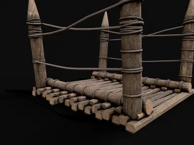 Modular Viking Bridge 1 Low-poly 3D model