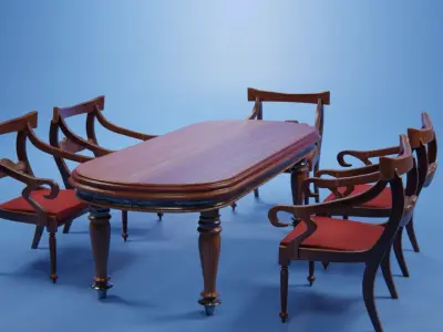 Set Wooden Furniture 3 3D model
